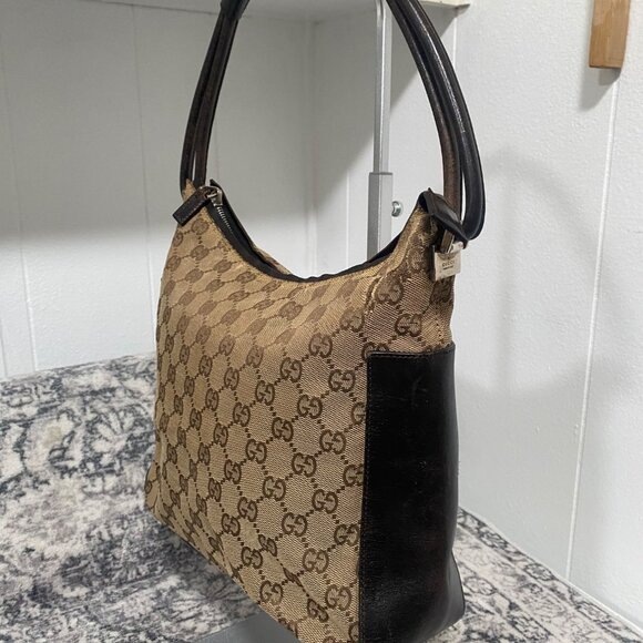 Gucci GG Monogram Canvas Shoulder Bag in Tan and Brown - Picture 3 of 14